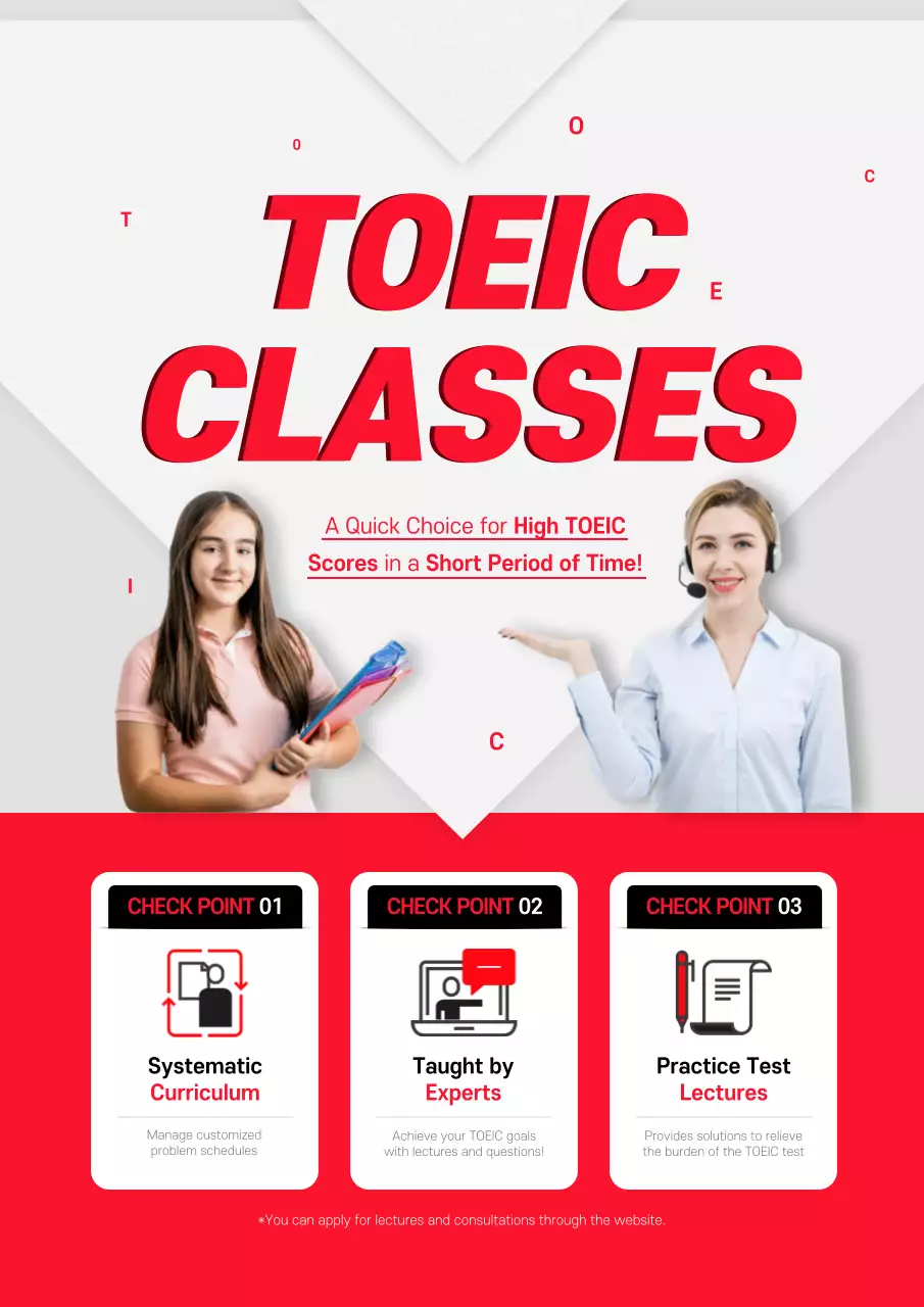 Red Modern Toeic Promotion Poster