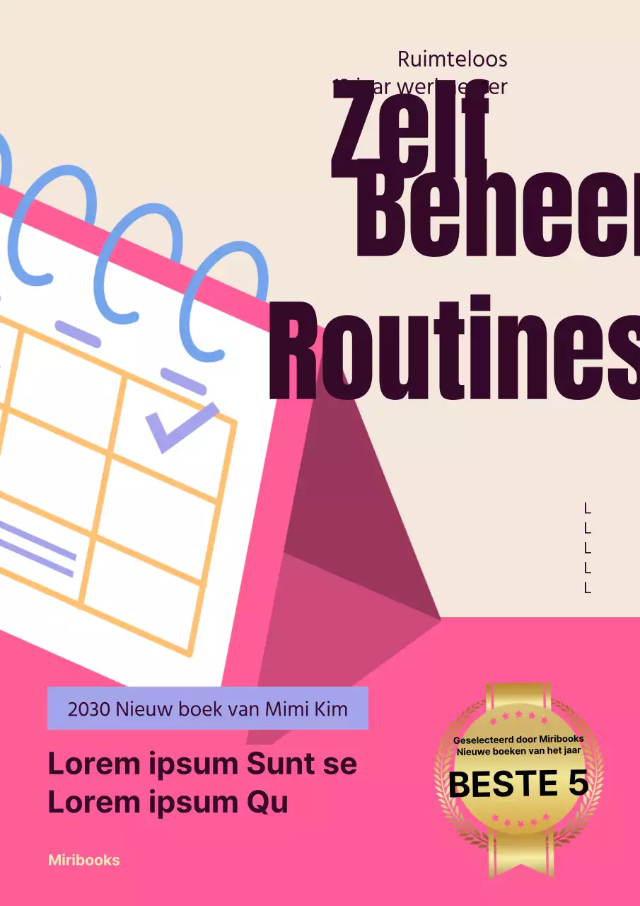 Een zelfhulpboek met een roze en beige plannerconcept