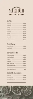 Café menubanner met foto's in warme beige tinten