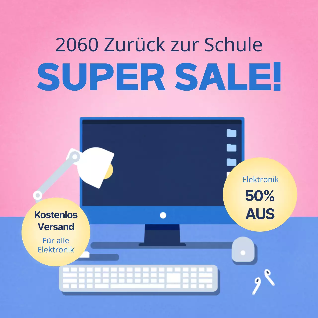 Rosa und blauer Elektronik-Rabattführer