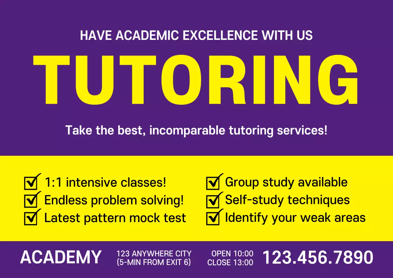 Purple Simple Tutoring Promotion Poster