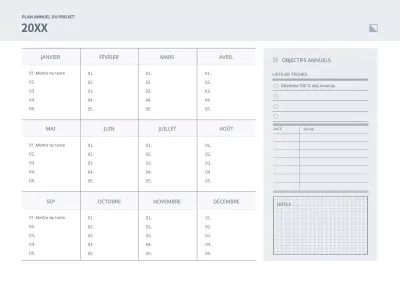 Planificateur de projets esthétique marine et simple carnet de notes numérique