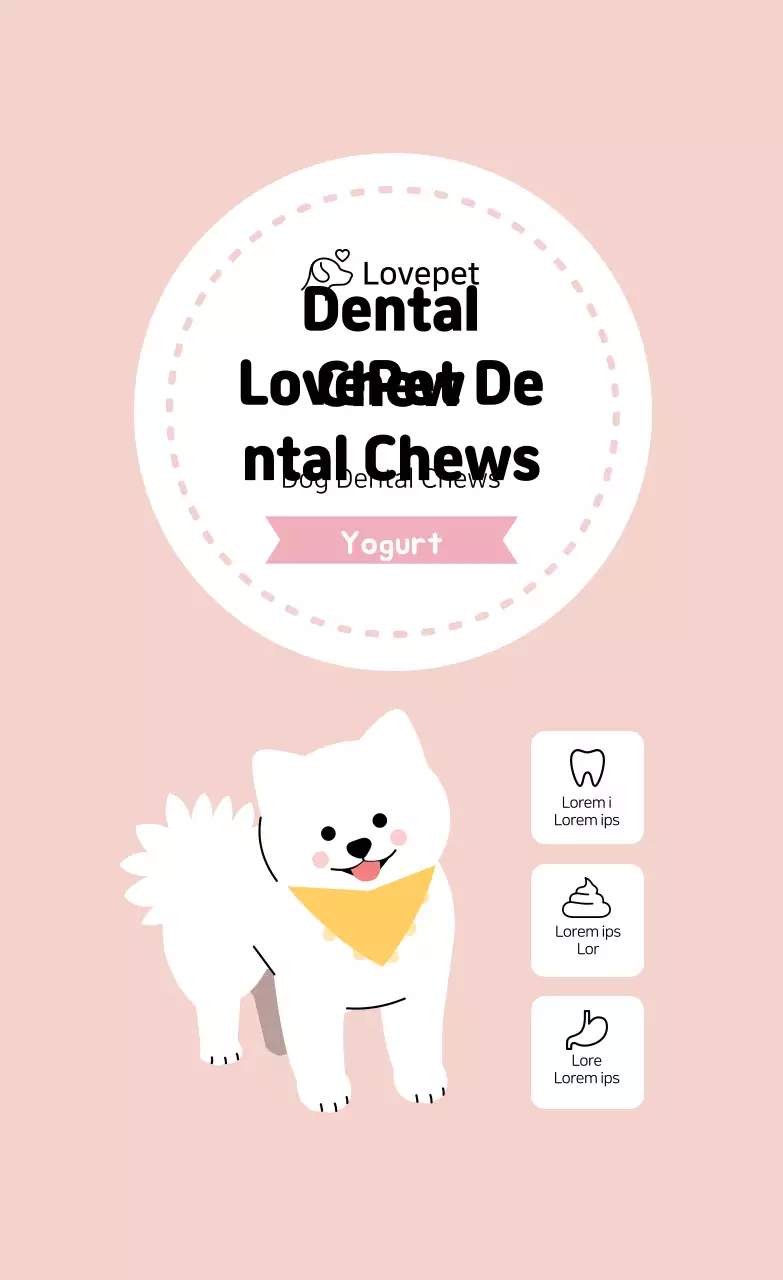 Nhãn kẹo cao su nha khoa màu hồng minh họa