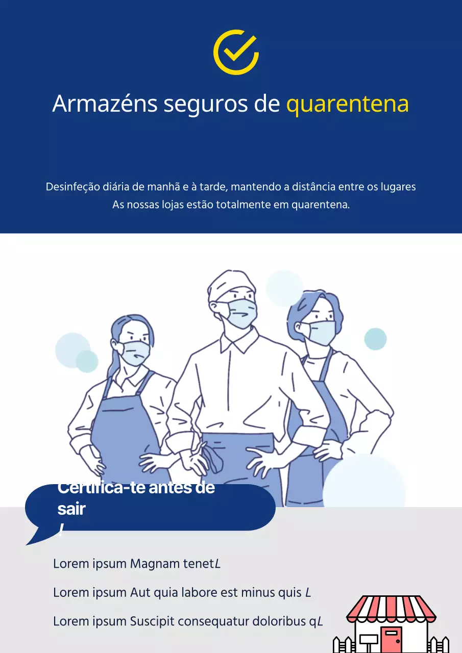 Cartaz Web da loja de quarentena assegurada azul-marinho amarelo