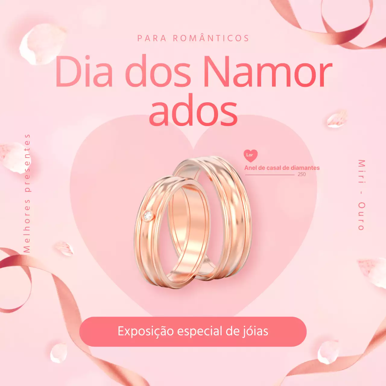 Evento de joalharia do Dia dos Namorados cor-de-rosa