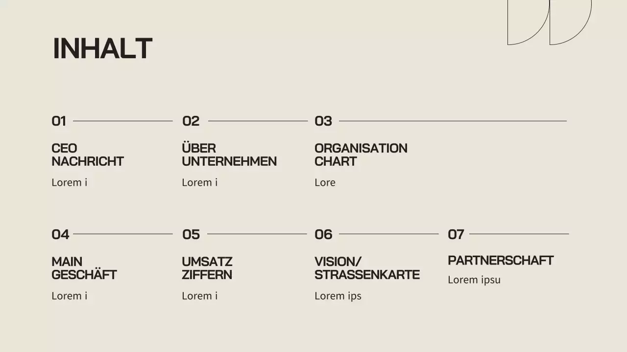 Ein einfaches Unternehmensprofil in Beige