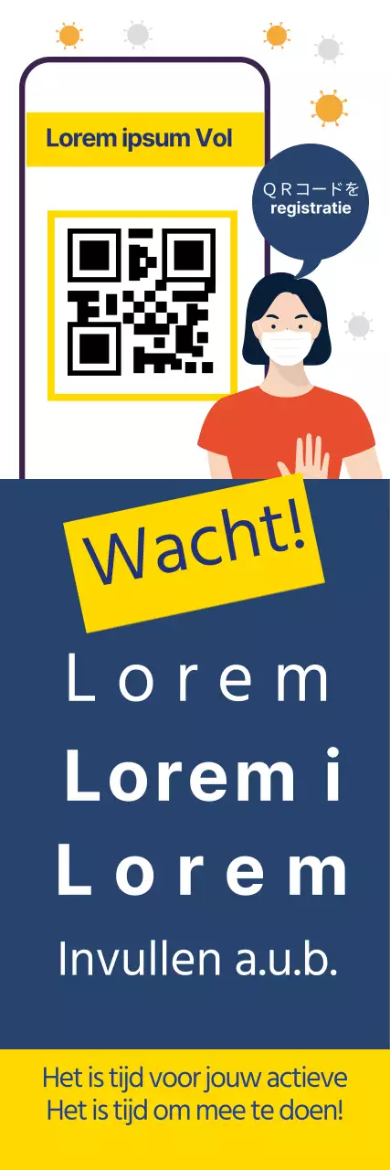 Blauw en geel geïllustreerde schone corona sign-in labels