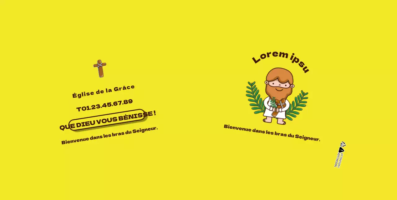 Illustration d'un personnage jaune église