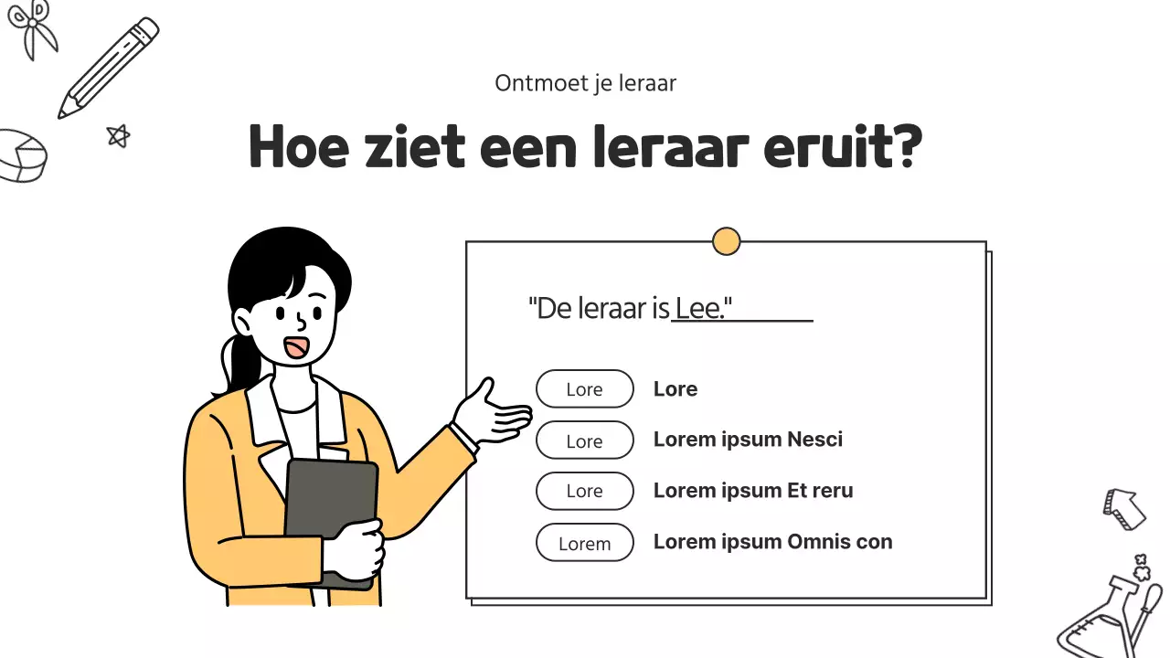 Een schattig cv voor basisschoolleraren in wit en geel