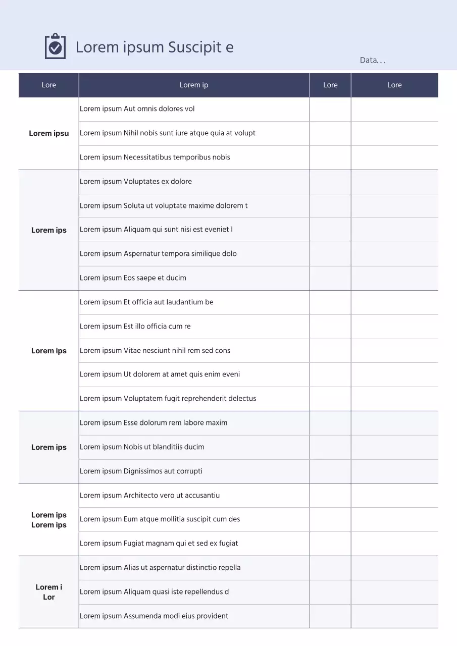 Lista de controlo de viabilidade a azul