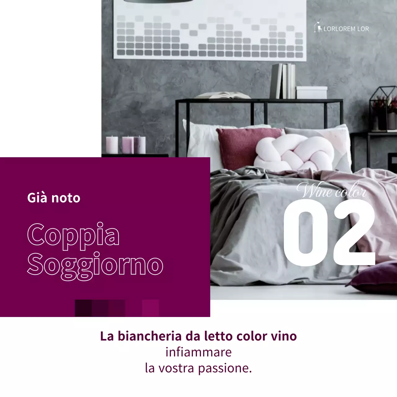 Consulenza cromatica per interni in stile rivista in verde e viola Simple Card News