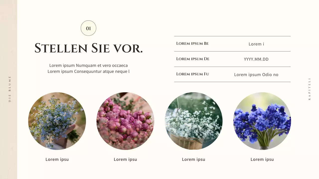 Einleitung eines Blumenladens mit Aquarellbild von beigen Blumen