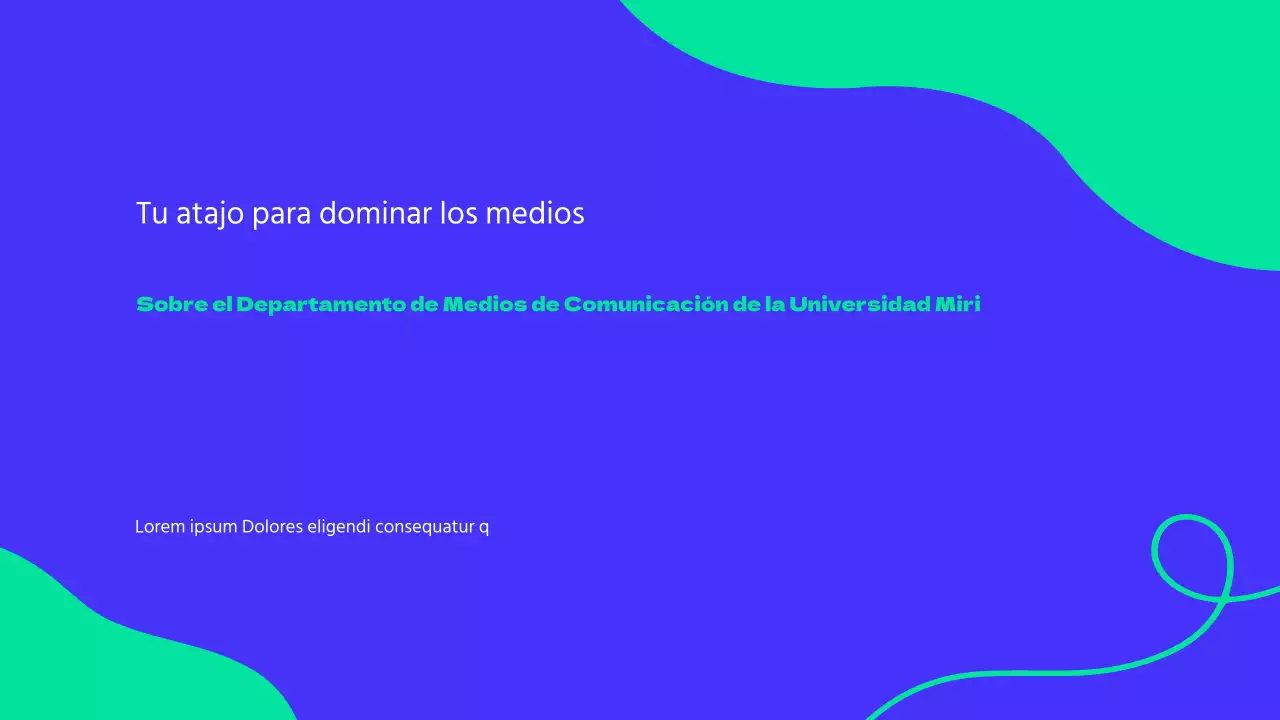 Una moderna presentación en azul y blanco del departamento de relaciones públicas de la universidad