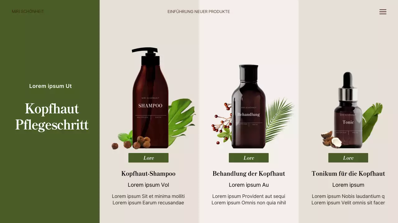 Neue Naturhaarprodukte in Grün und Beige
