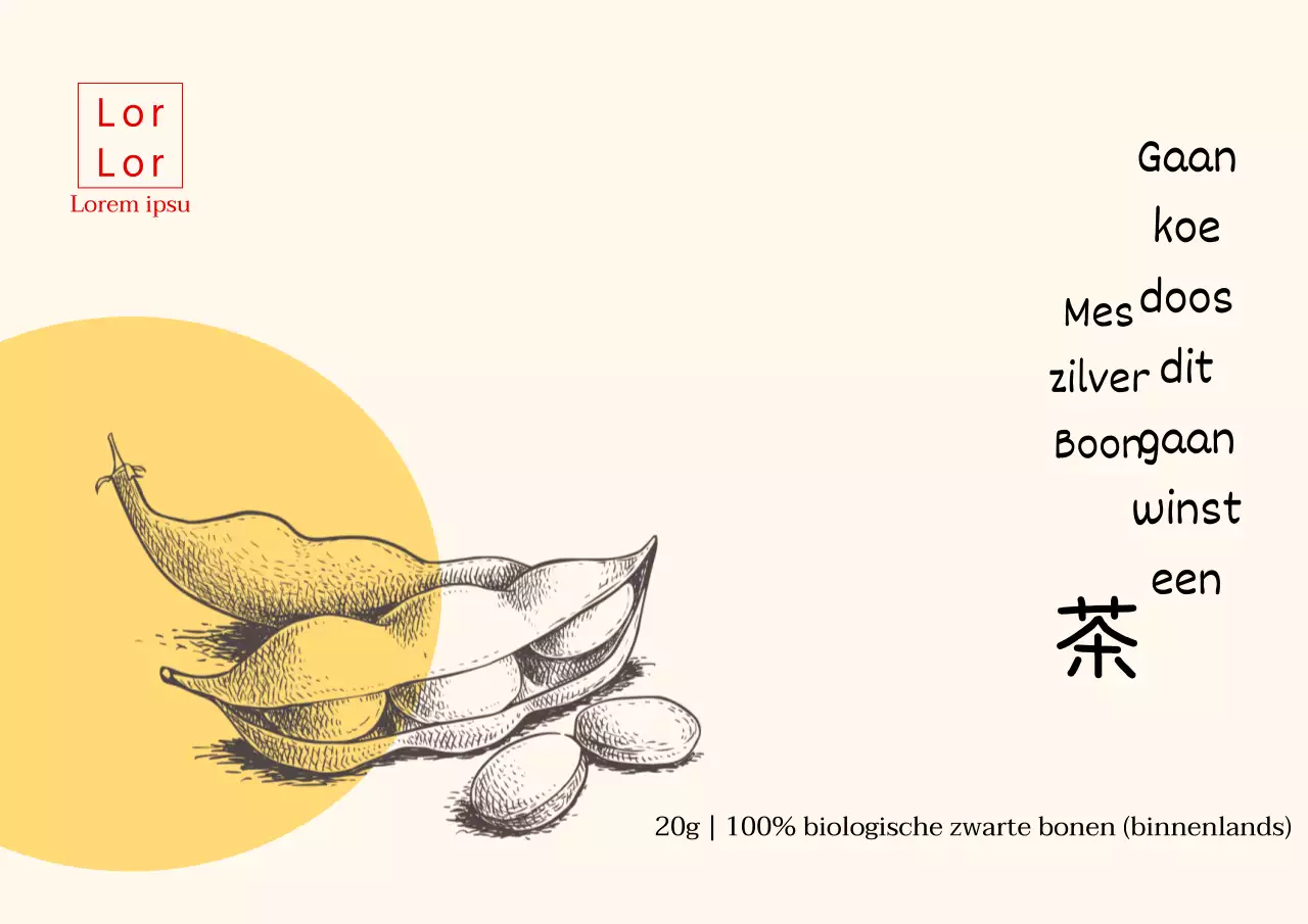 Gele Tekening Zwarte Bonen Thee