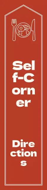 Flèche d'orientation simple et émotionnelle en rouge et jaune pâle avec indication de l'angle d'orientation.