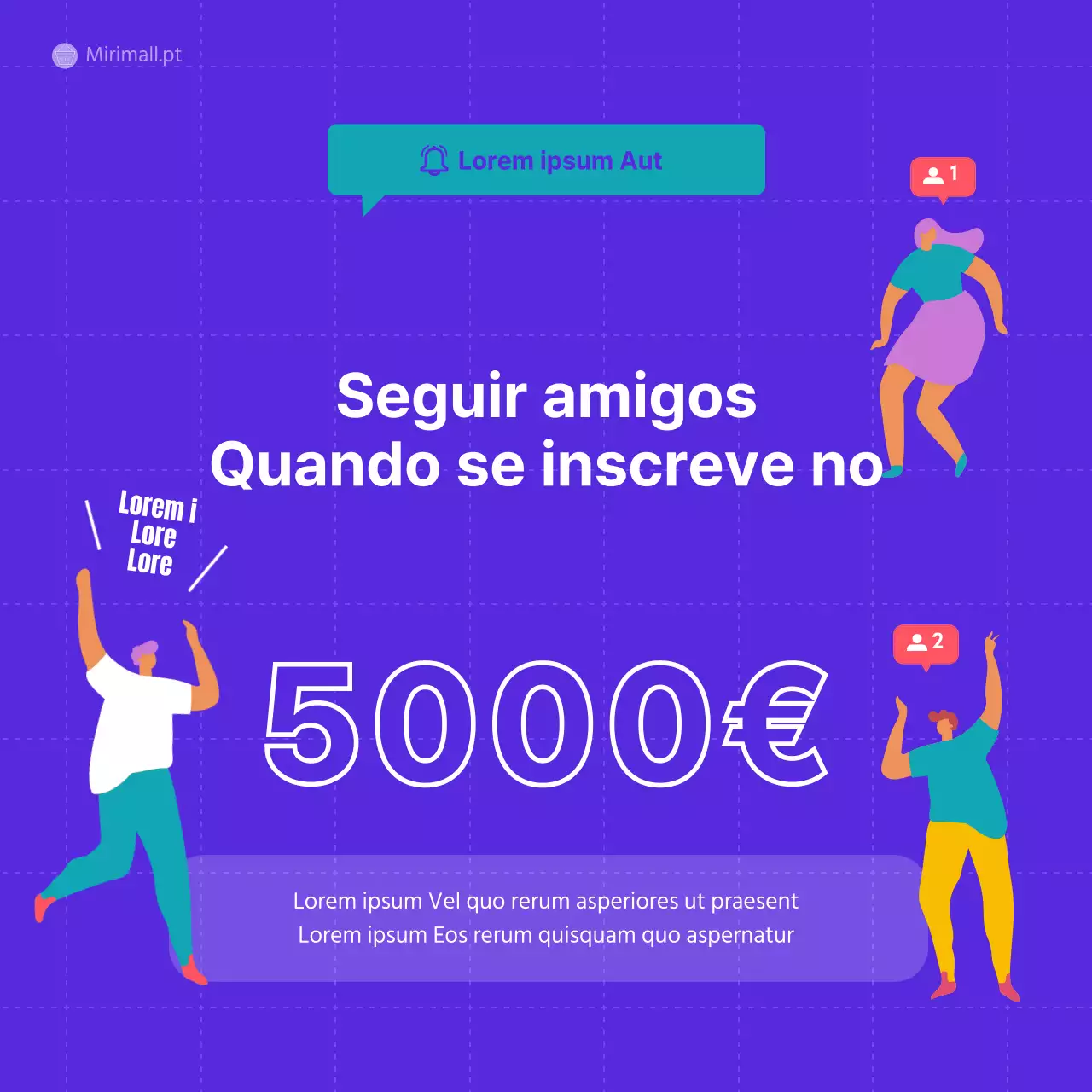 Ilustração de uma pessoa com um fundo xadrez azul turquesa Convidar amigos Participar num evento