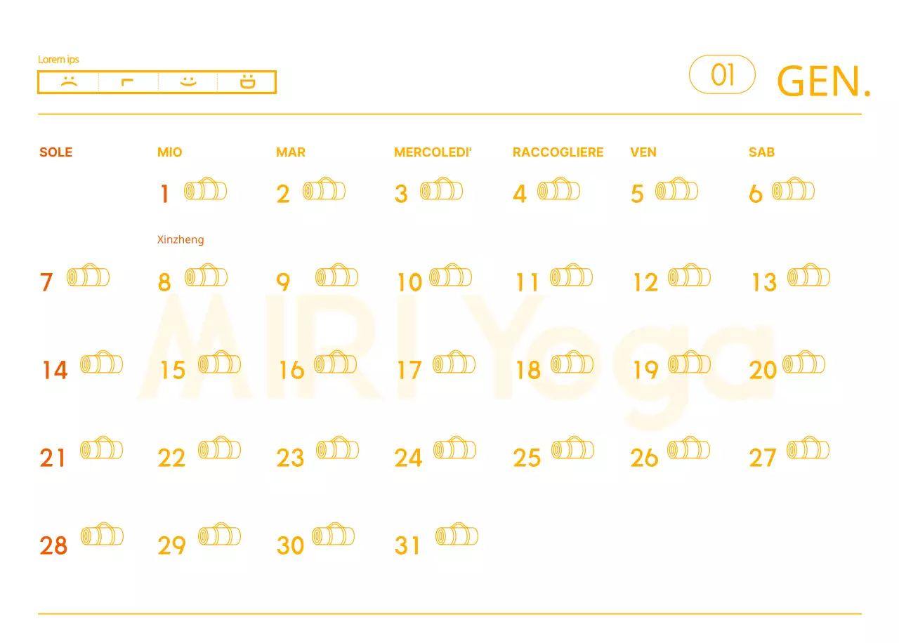 Calendari arancioni da regalare per promuovere il vostro studio di yoga