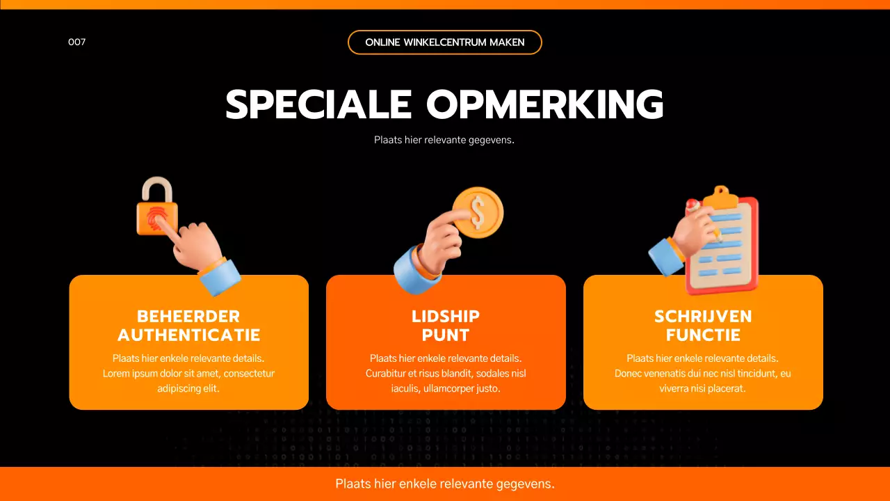 Presenteer een eenvoudige op techniek geïnspireerde projectopdracht in zwart en oranje