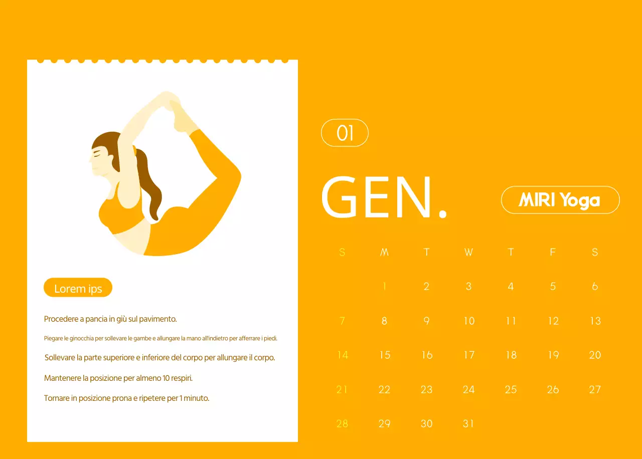 Calendari arancioni da regalare per promuovere il vostro studio di yoga
