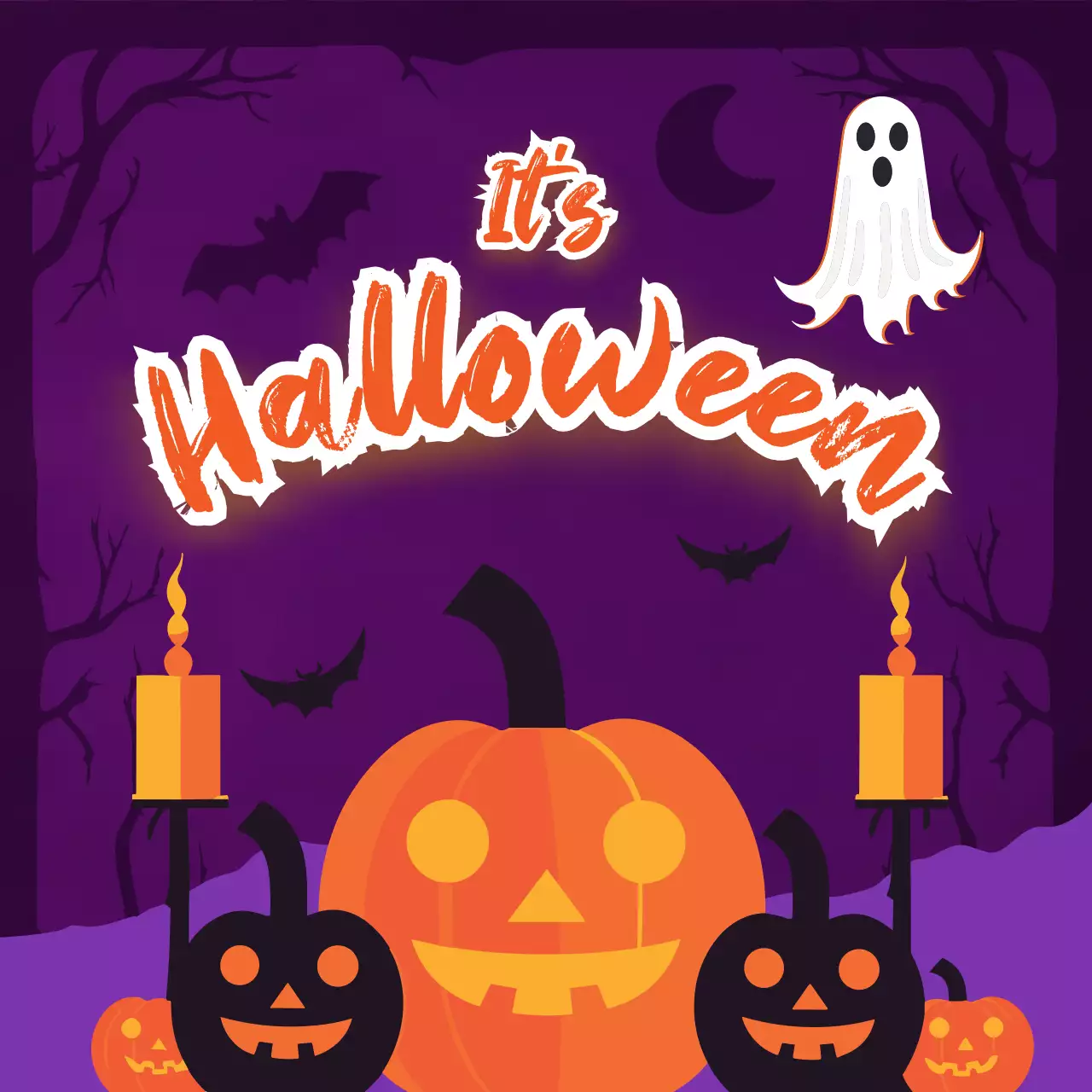 Purple Retro Halloween Announcement Social Media Post