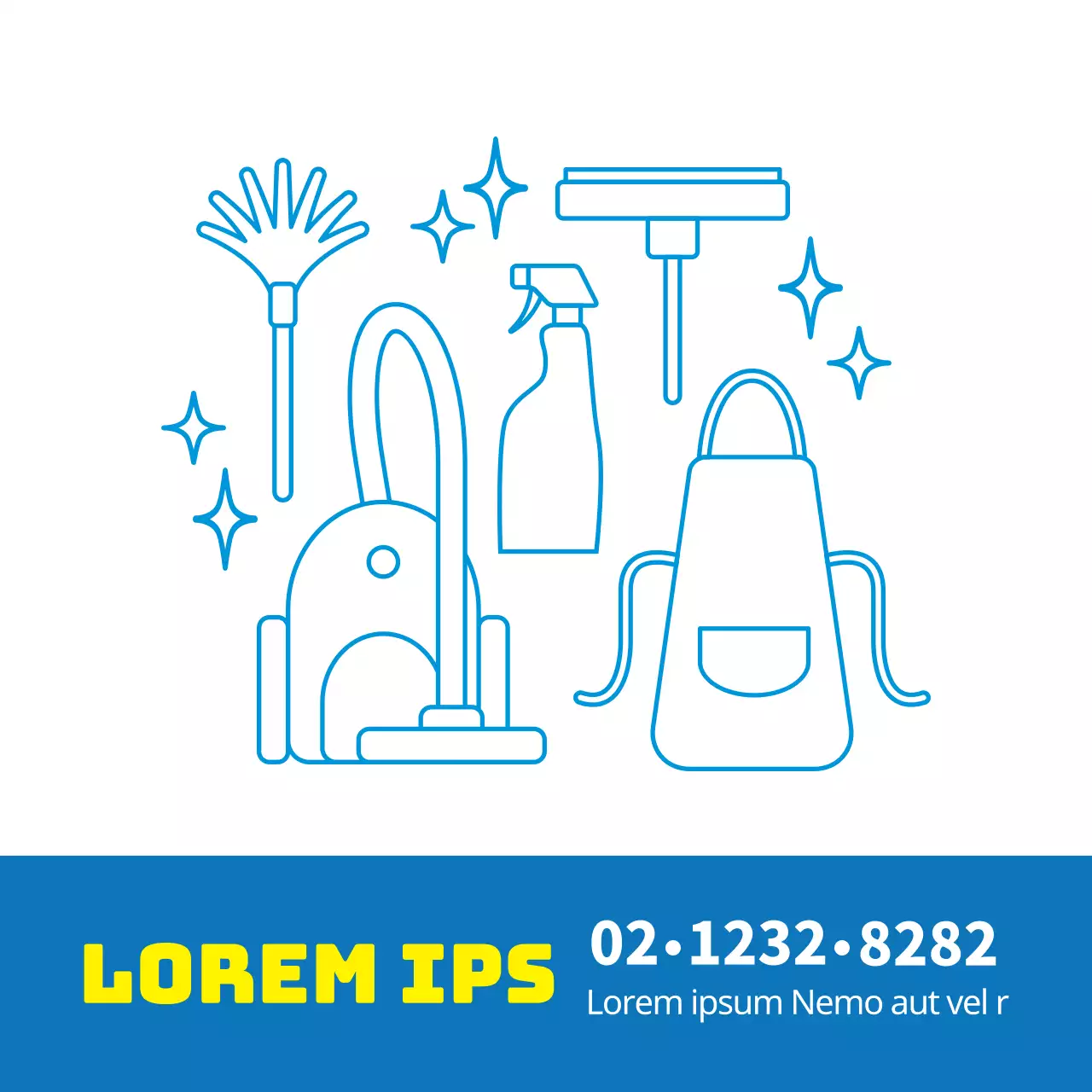 Paarse illustratie Een opgeruimde schoonmaakdienst voor thuis promoten