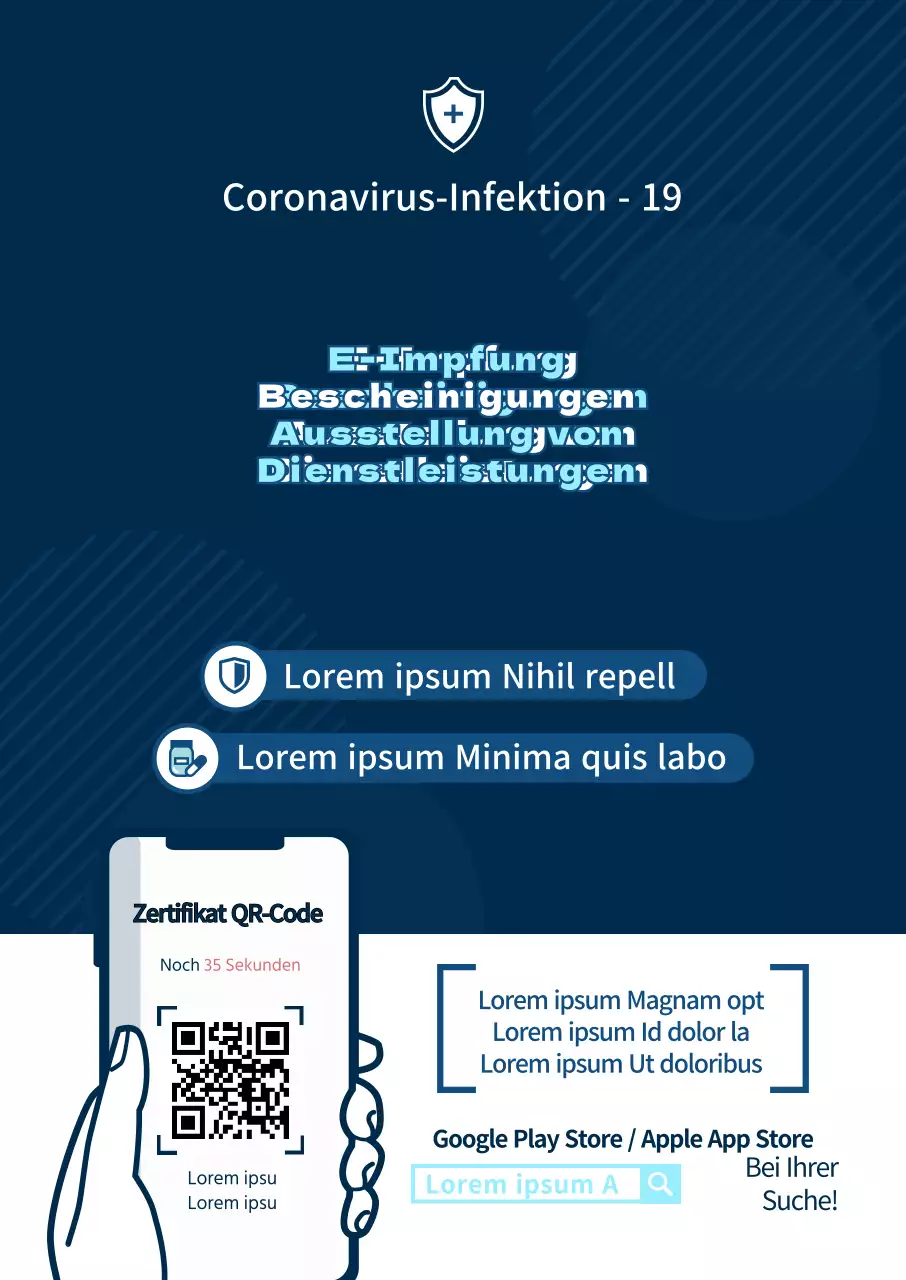 Leitfaden für einfache elektronische Impfbescheinigungen in Marineblau und Hellblau