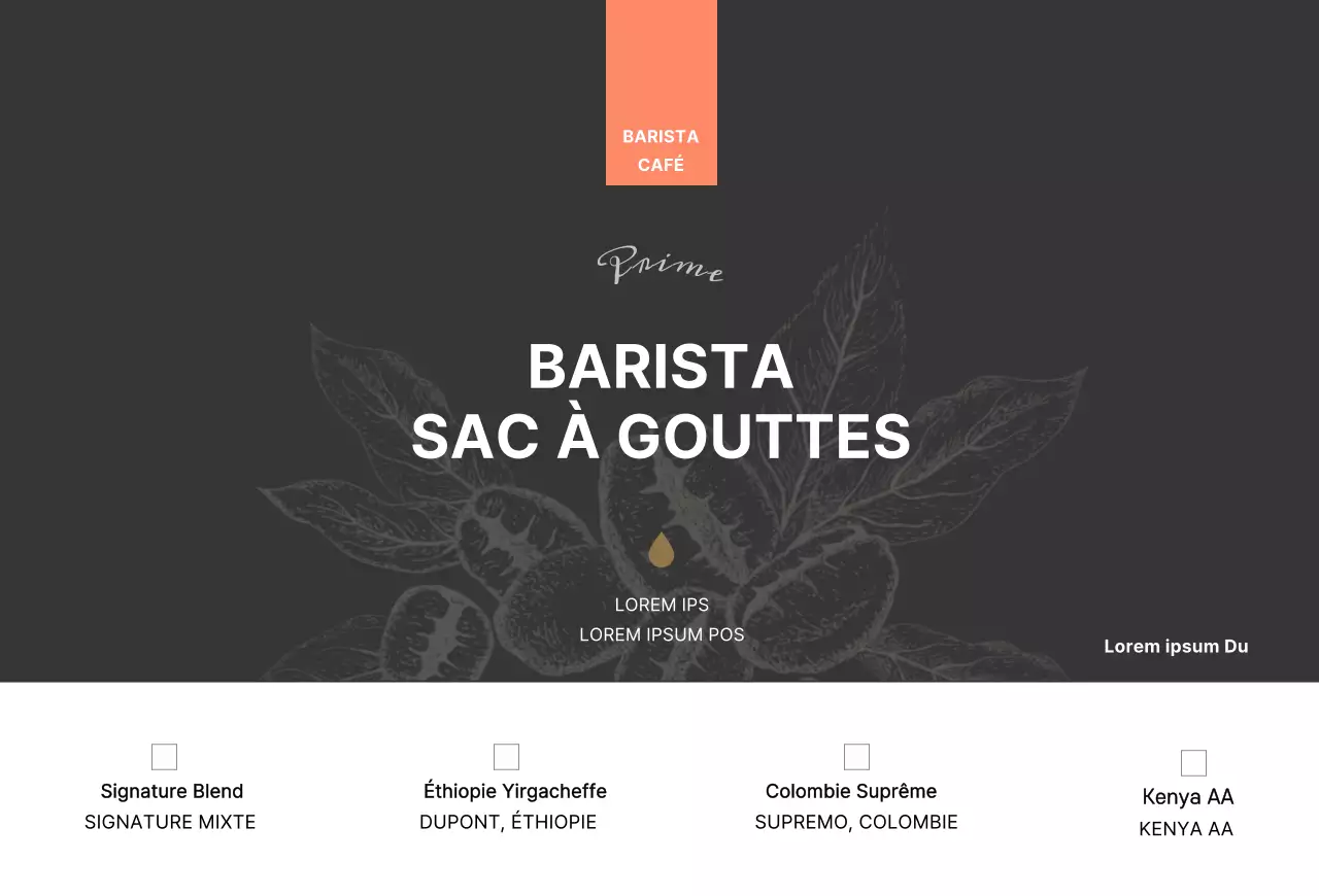 Illustration de haricots bruns Carte d'information sur un produit de caféCarte postale