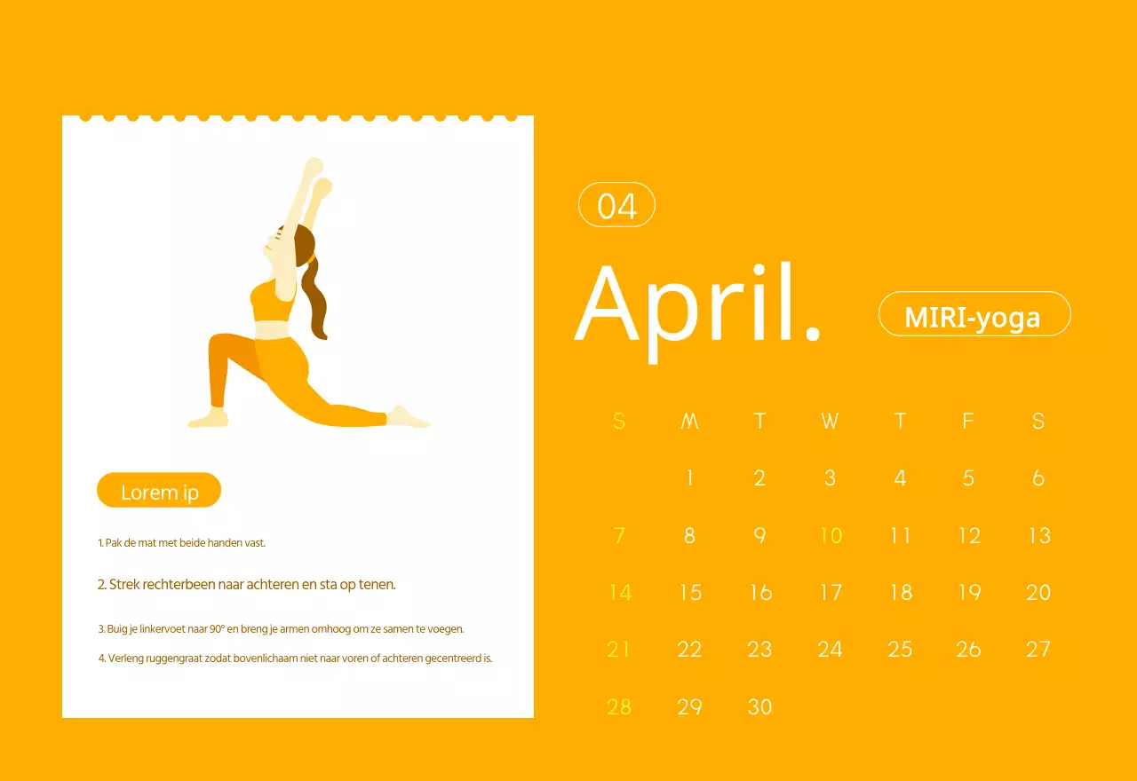 Oranje kalenders om weg te geven als je je yogastudio promoot