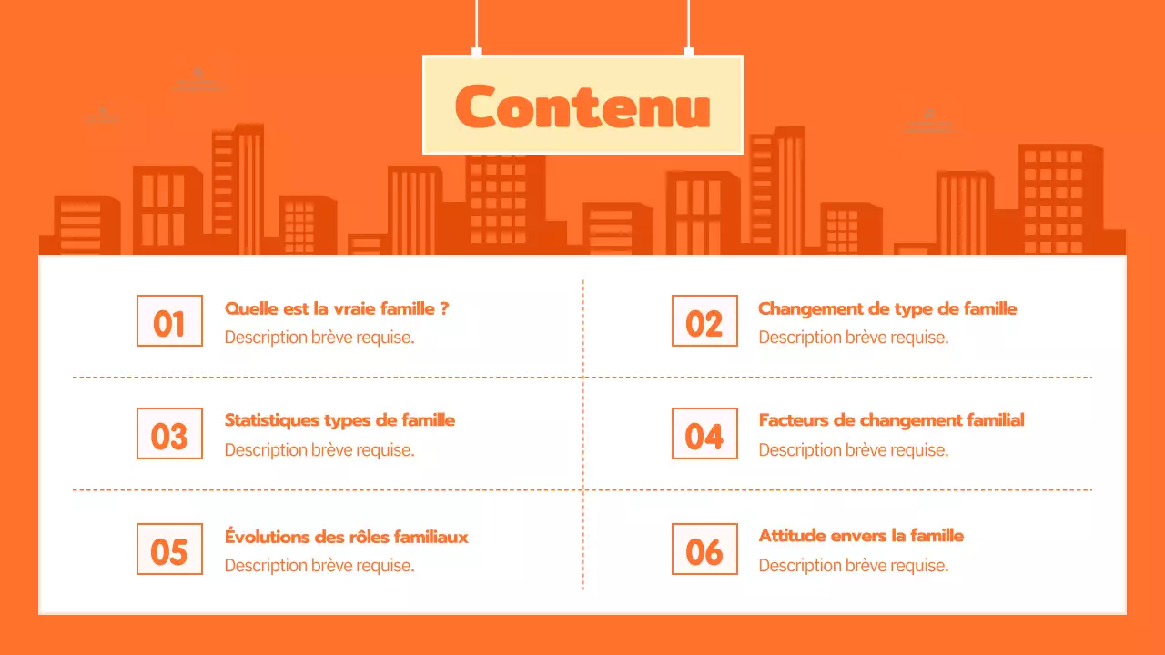 Programme de culture familiale avec de jolies illustrations orange