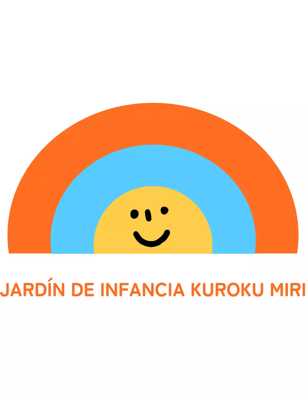 Logotipo preescolar con simpática ilustración naranja