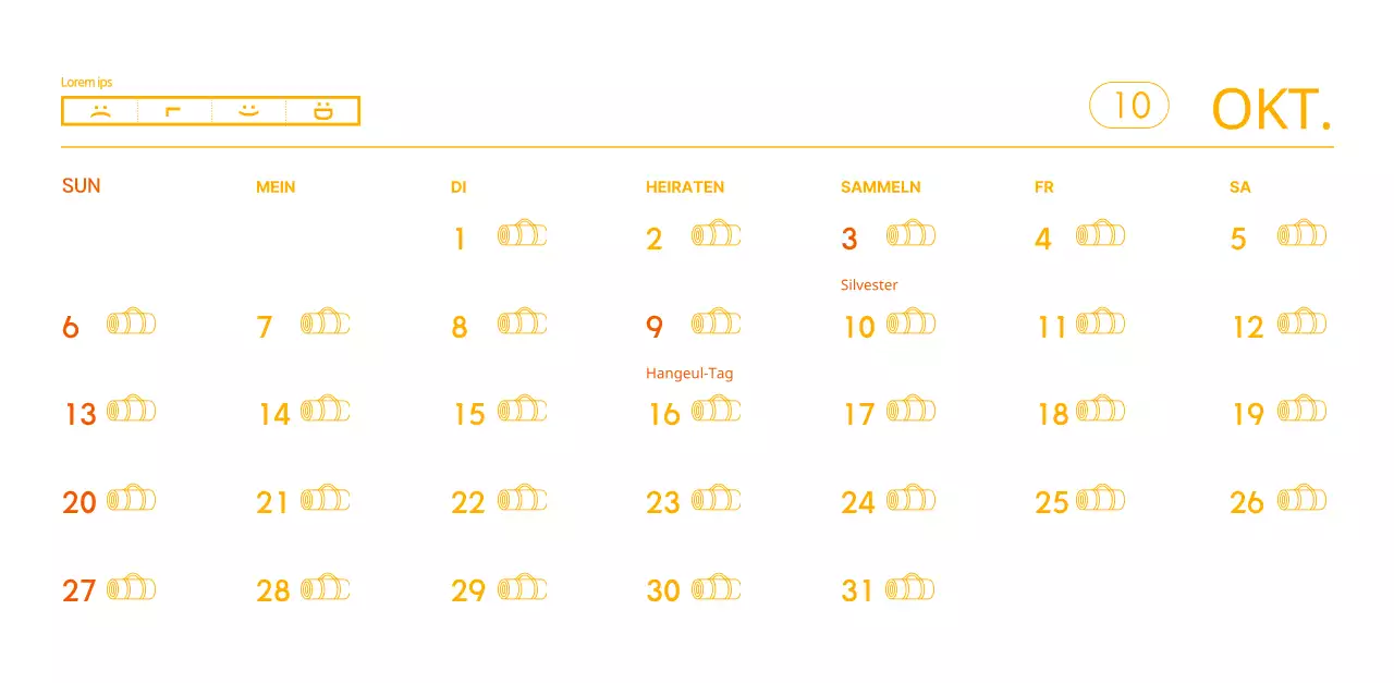 Orangefarbene Kalender zum Verschenken bei der Werbung für Ihr Yogastudio