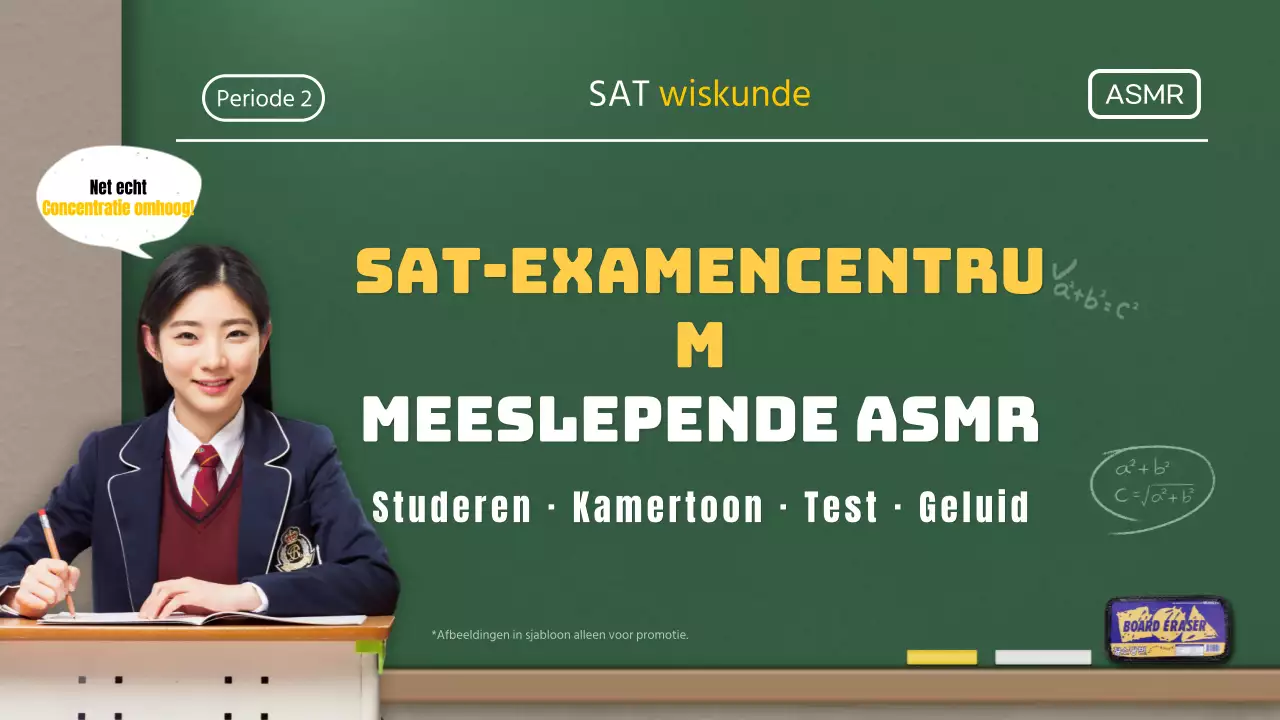 ASMR YouTube thumbnail van het SAT examencentrum in het groen.