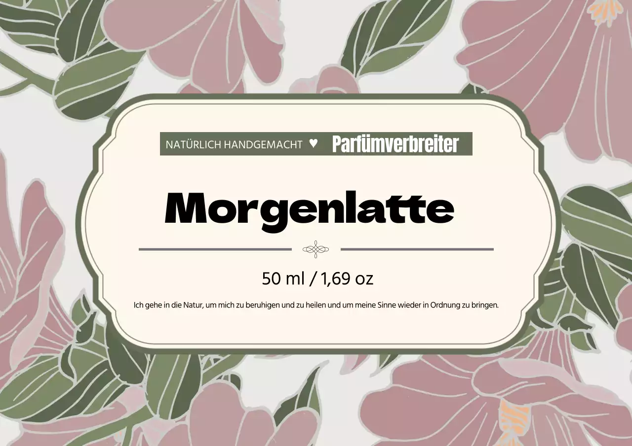 Vintage-Parfüm-Etikett mit grüner Illustration.