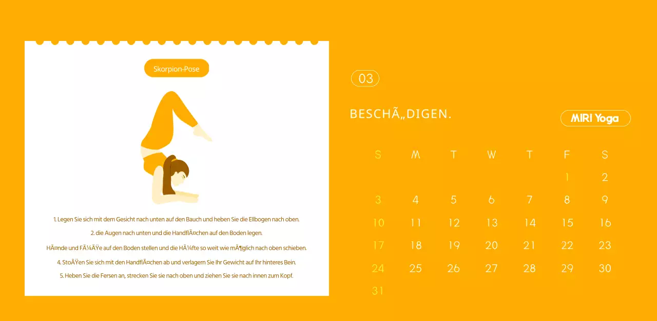 Orangefarbene Kalender zum Verschenken bei der Werbung für Ihr Yogastudio