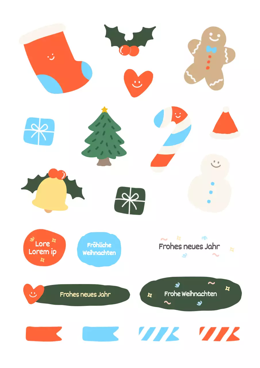 Weiß Niedliche Weihnachten Illustration Freihand Aufkleber