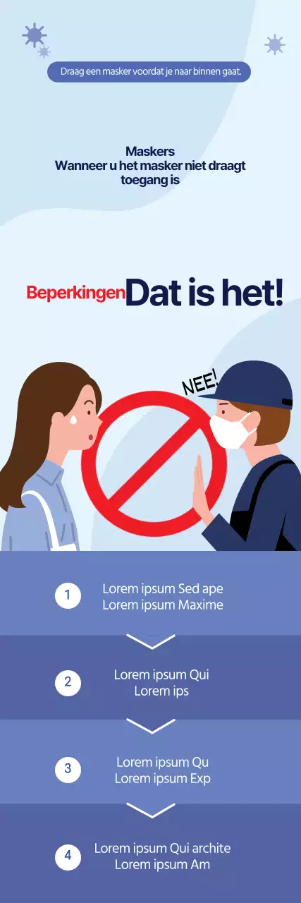 Eenvoudige blauwe geïllustreerde coronavirus preventiegids