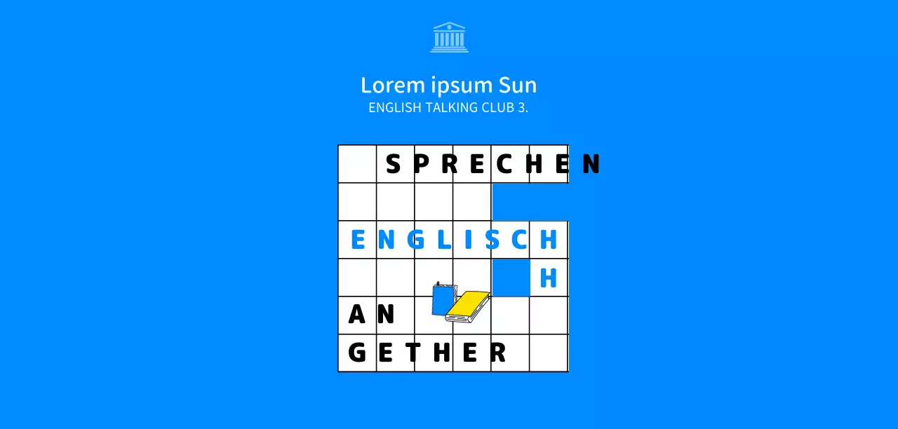 Werben Sie für Ihren englischen Club mit einem blauen Hintergrund und einer Linienillustration