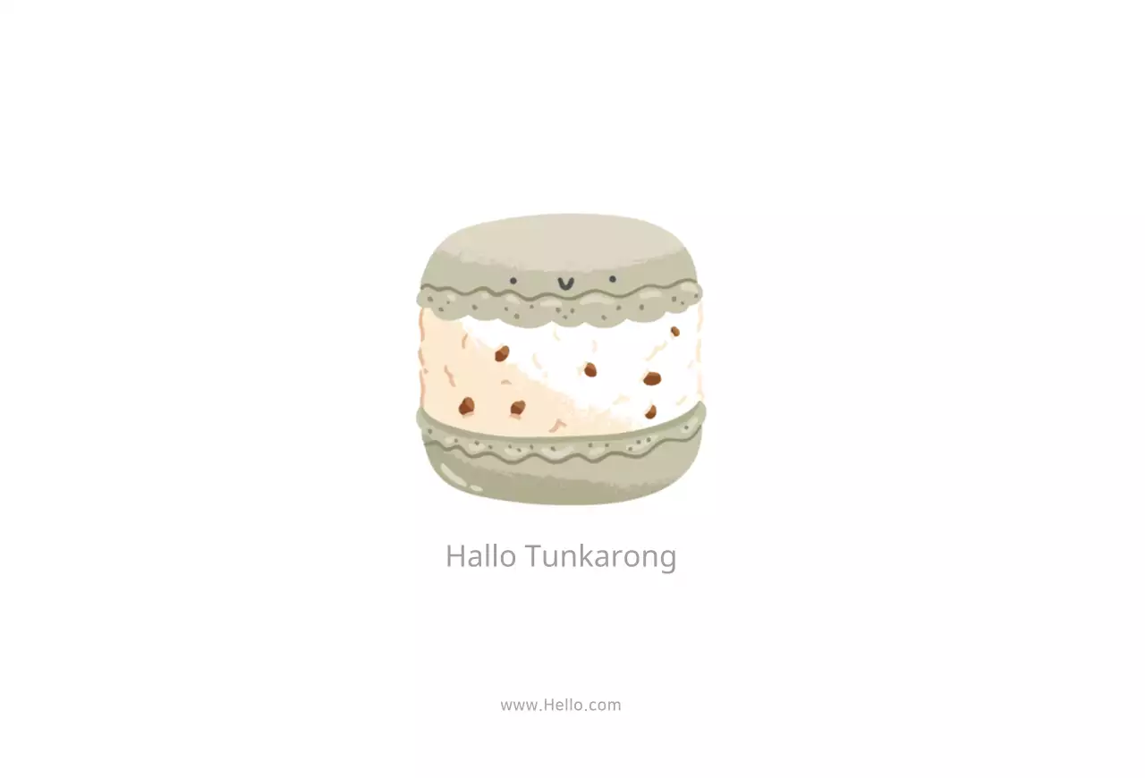 Niedliche Cafe-Werbepostkarte mit bunten Macaron-Figuren