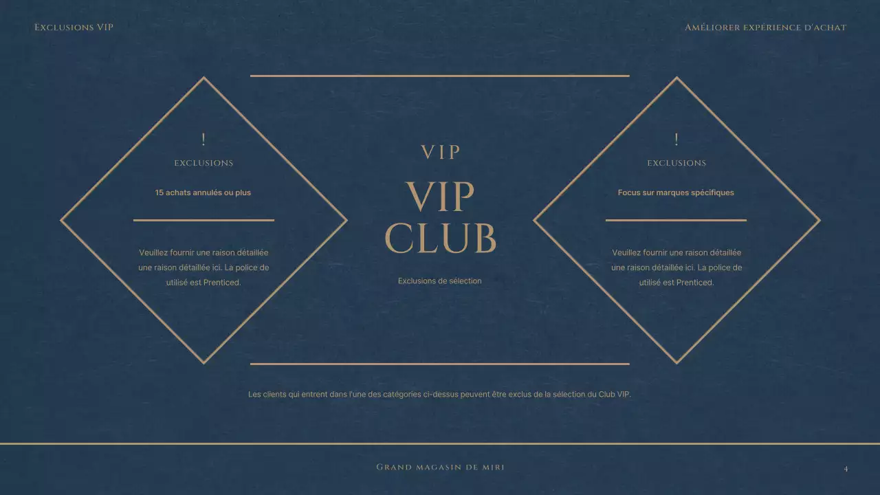 Un luxueux club VIP de grand magasin en rouge et bleu marine