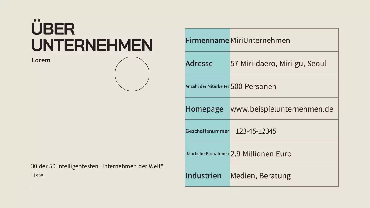 Ein einfaches Unternehmensprofil in Beige
