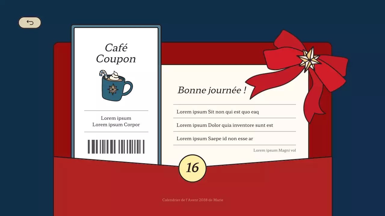 Calendrier anticipé de Noël en bleu et rouge