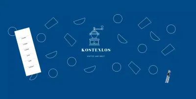 Moderne Café-Pappbecher mit blauem geometrischem Muster