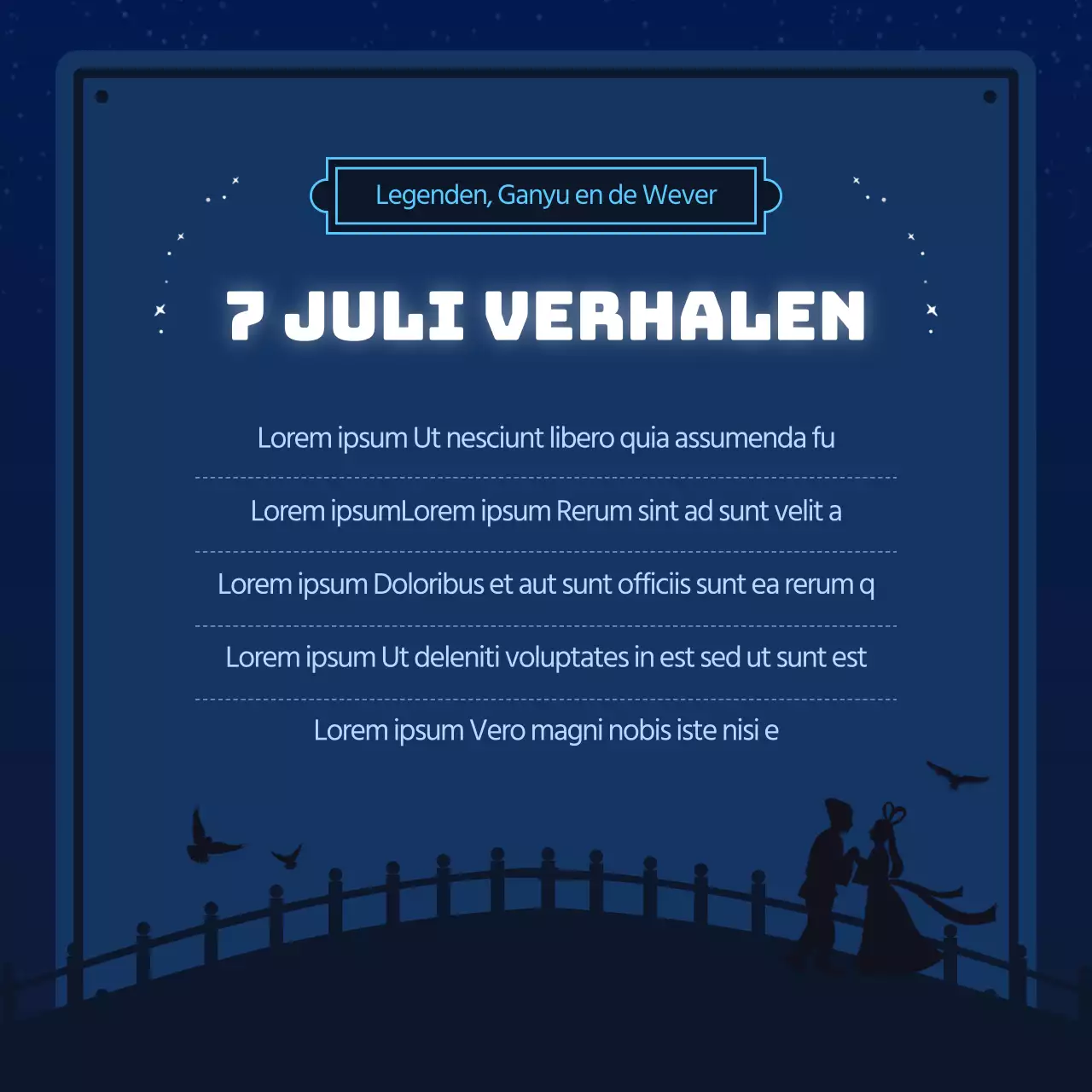 Een marineblauw en lichtblauw sterrenhemelconcept voor 7 juli