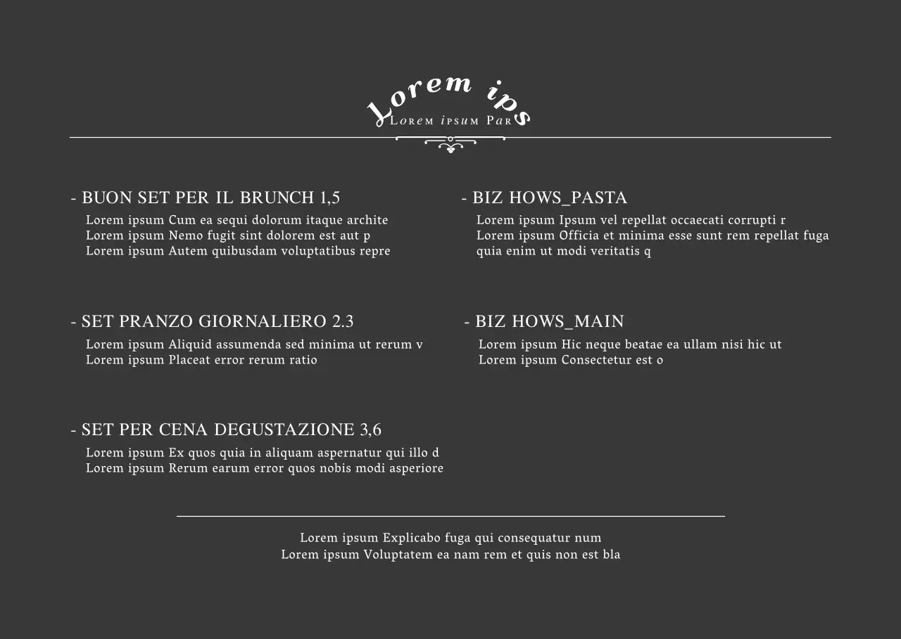 Un ristorante dal concetto semplice, ambientato in bianco e neroPianificazione del menu e determinazione dei prezzi