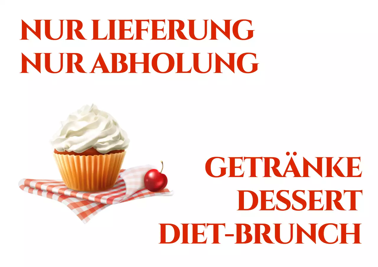 Entwerfen Sie ein Café mit Café-bezogenem Text und Öffnungszeiten in Rot