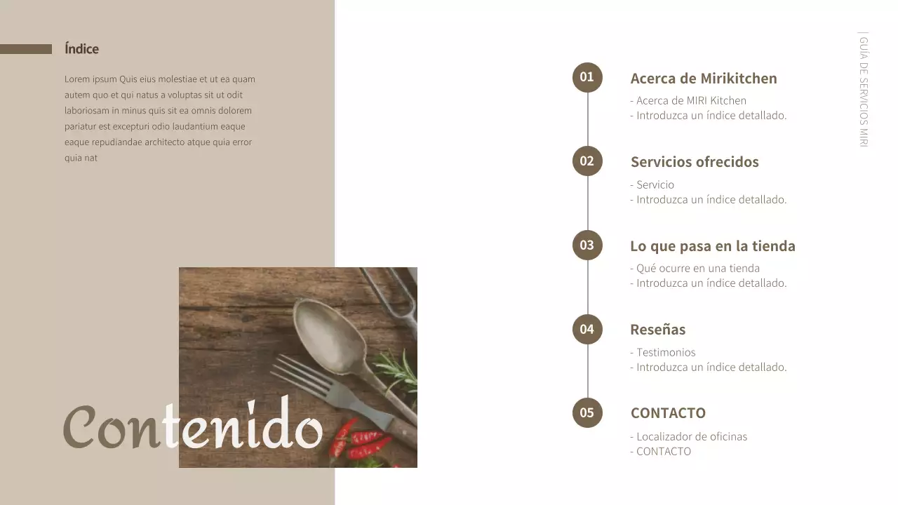 Pulcra guía de servicio de cocina compartida en tonos marrones Presentación PPT