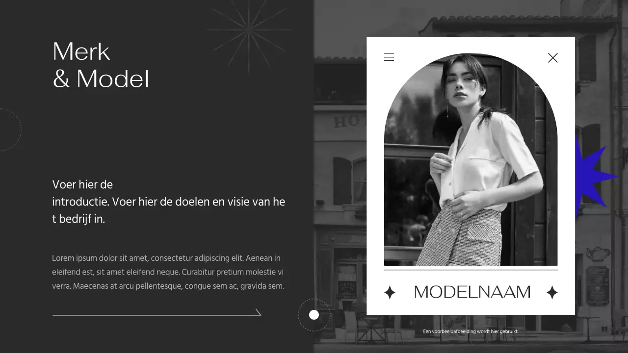 Portfolio met eenvoudige lijnen met paarse accenten op een zwarte achtergrond