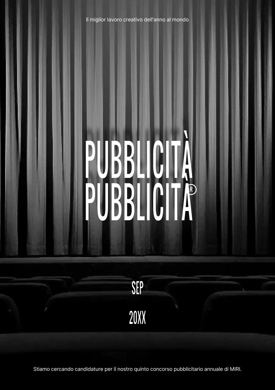 Invito alla presentazione di pubblicità concettuale in bianco e nero