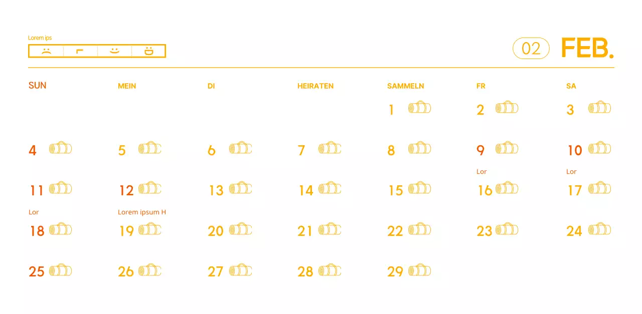Orangefarbene Kalender zum Verschenken bei der Werbung für Ihr Yogastudio